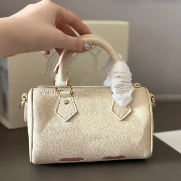 Top Designer Mini Nano 16cm Shoulder Bag Women Leather Denim Crossbody Luxury Brand Embossed Tote Purse Brown Flower bag1 - Image 3