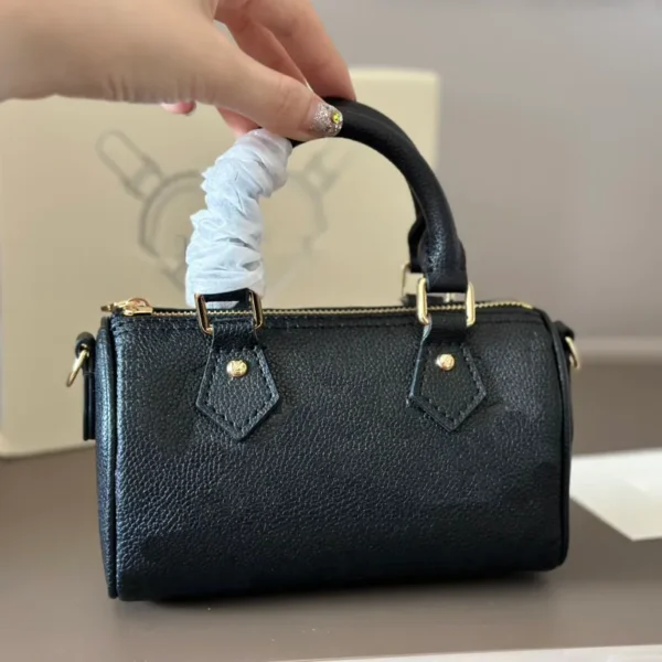 Top Designer Mini Nano 16cm Shoulder Bag Women Leather Denim Crossbody Luxury Brand Embossed Tote Purse Brown Flower bag1 - Image 5