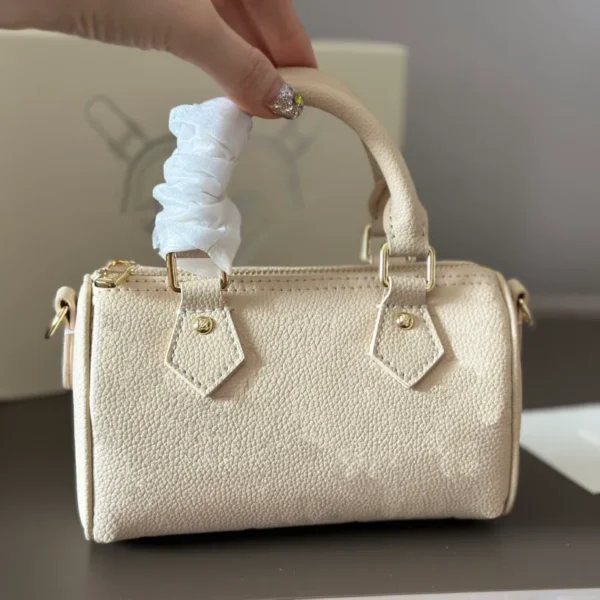 Top Designer Mini Nano 16cm Shoulder Bag Women Leather Denim Crossbody Luxury Brand Embossed Tote Purse Brown Flower bag1 - Image 4
