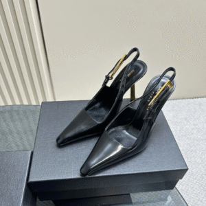 P Prad Sandals: Mirrored Leather Slingback High Heel Pumps for Women (T 9BNT)