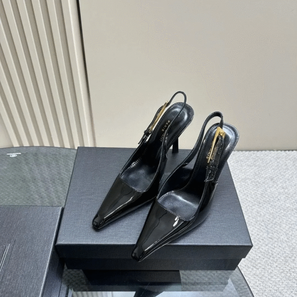 P Prad Sandals: Mirrored Leather Slingback High Heel Pumps for Women (T 9BNT) - Image 3