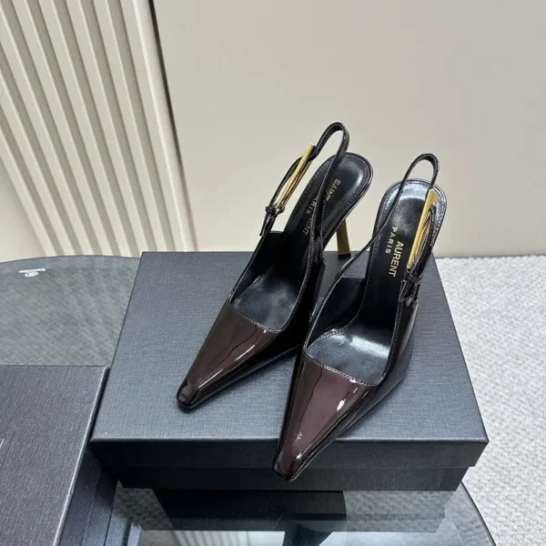 P Prad Sandals: Mirrored Leather Slingback High Heel Pumps for Women (T 9BNT) - Image 7