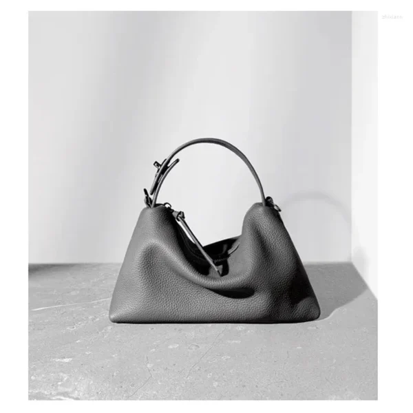 Khaite Medium Lina Grain Leather Hobo Bag - Image 4