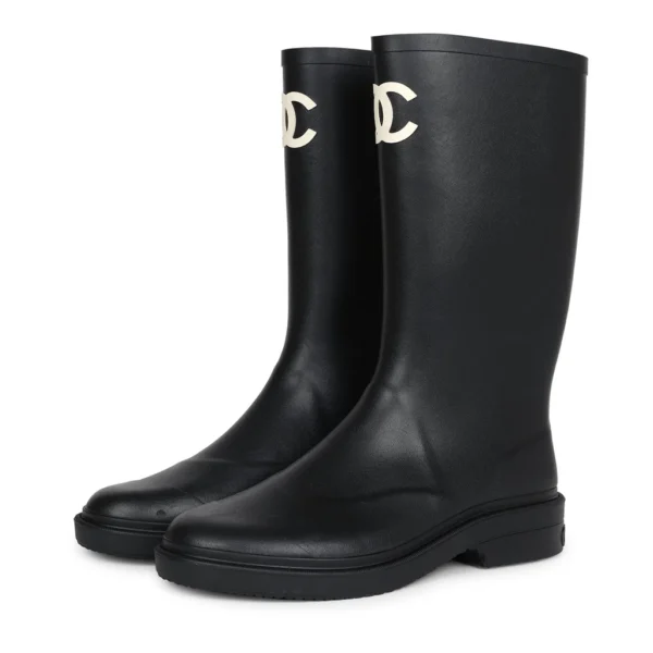 Chanel Black High Caoutchouc CC Boots EU 41 - Image 2