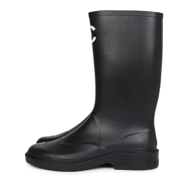Chanel Black High Caoutchouc CC Boots EU 41 - Image 3