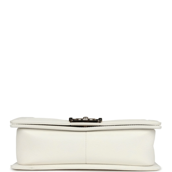 Chanel Medium Boy Bag White Caviar Light Gold Hardware - Image 5