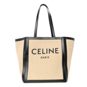 Canvas Calfskin Square Cabas Tote Vanilla Black