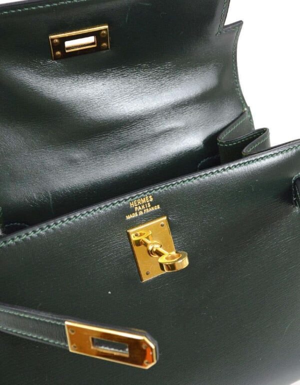 HERMES Kelly 20 Green Box Calfskin Leather Gold Hardware Small Mini Shoulder Bag - Image 3